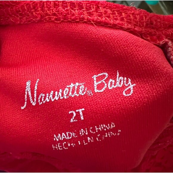 Nanette Baby Red Floral Roses Dress Toddler Girls Size 2T Rhinestone Embellished - Picture 4 of 7